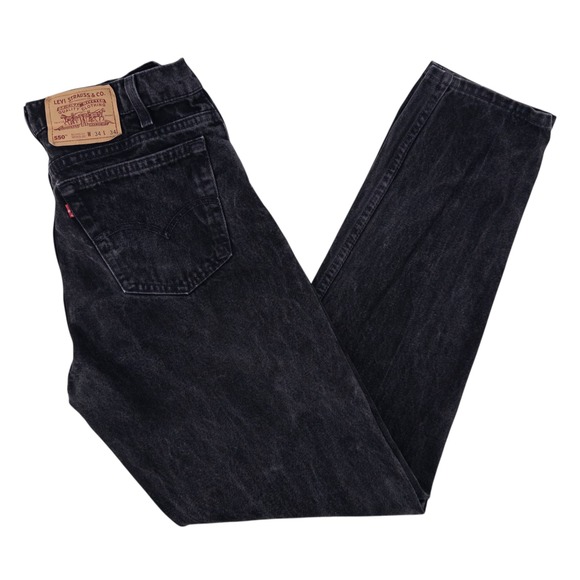 Vintage Levis 550 Jeans Mens 34x34 Black Denim Tapered Leg Made In USA 90s 1994 - Picture 1 of 14